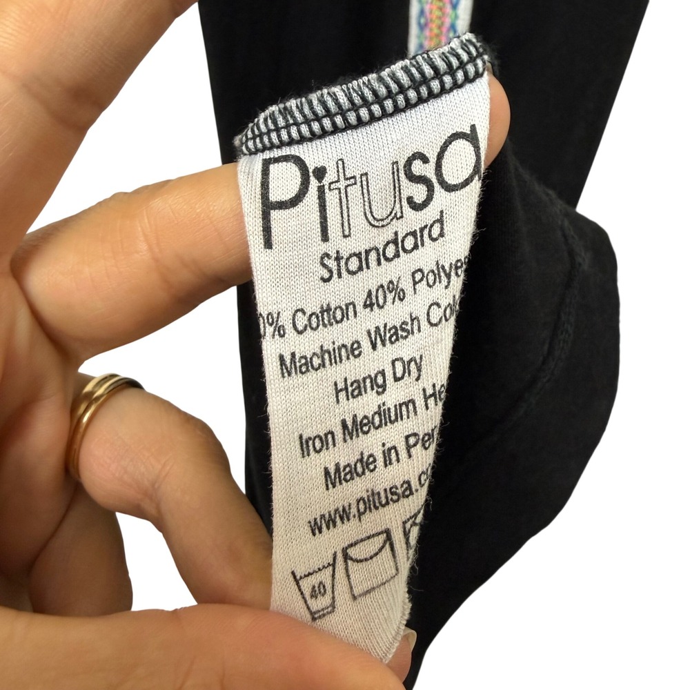 Pitusa Inca Maxi Sun Dress Black V-Neck Racerback Embroidered Trim Standard Size - Picture 5 of 8